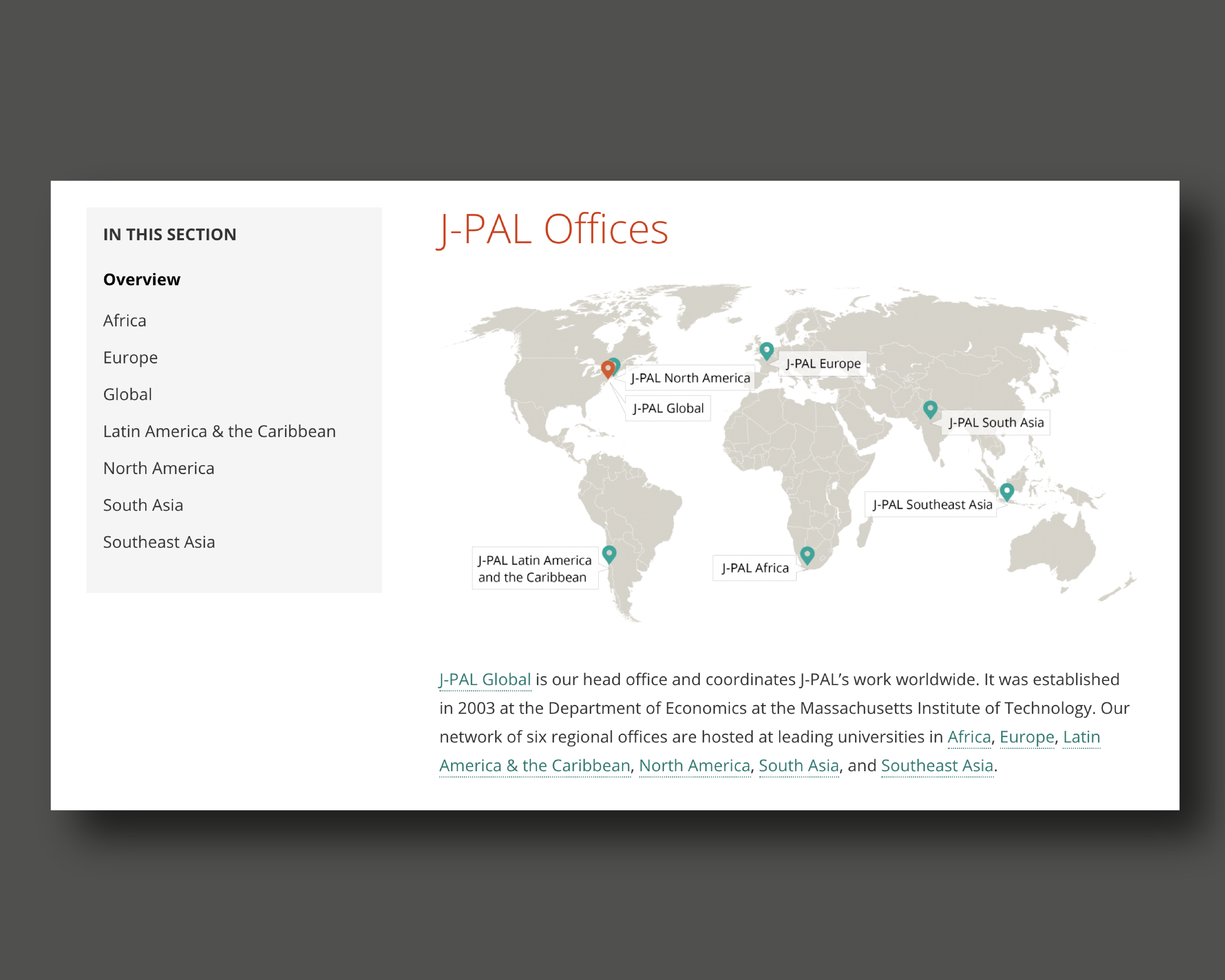 Searchable map of J-PAL global offices