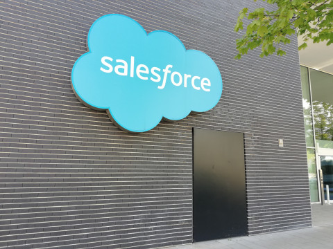 salesforce logo sign on building